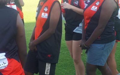 Arlparra Wanta girls playing in the Youth Girls Football competition in Alice springs